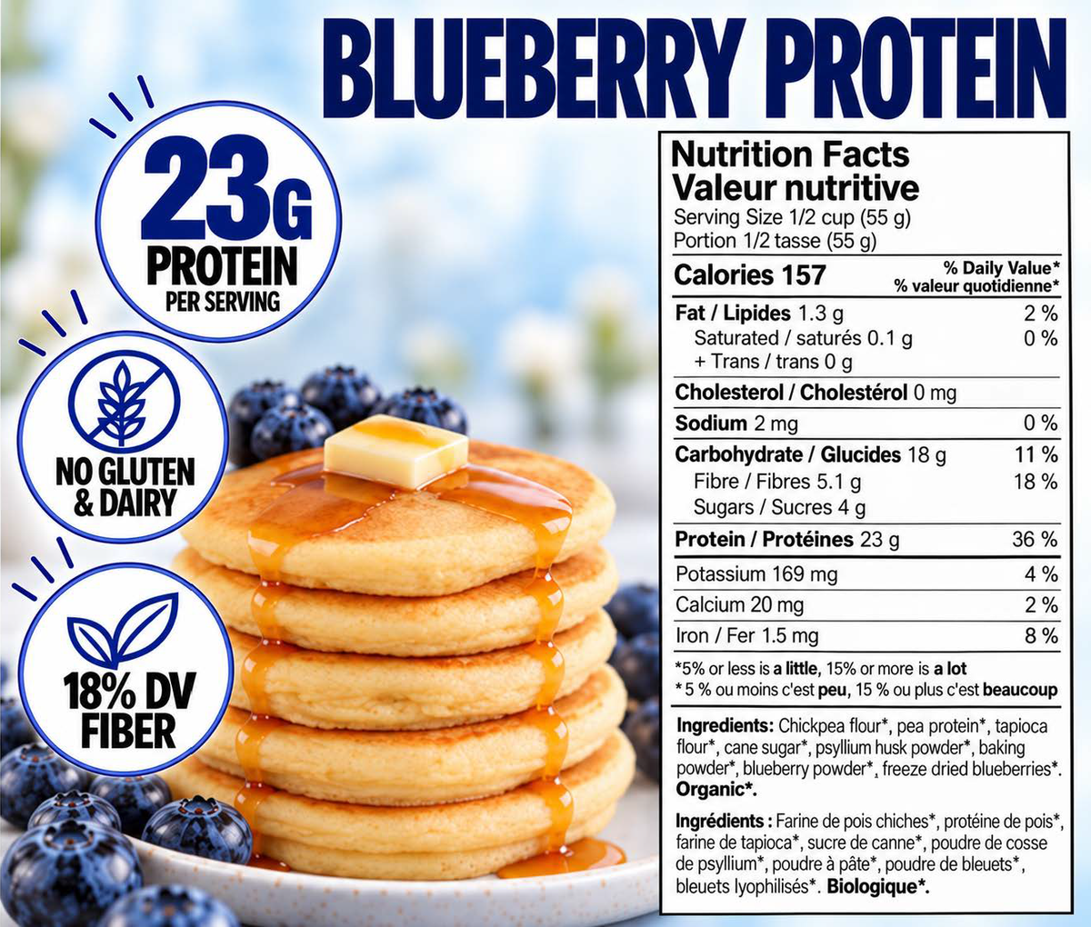 Blueberry Protein GF & DF Waffle & Pancake Mix