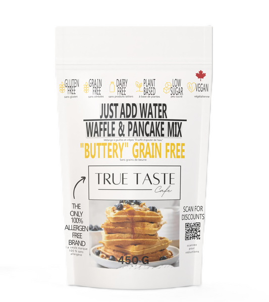 Gluten Free / Dairy Free -"Buttery" Grain Free - "Just Add Water" Waffle & Pancake Mix - True Taste Cafe