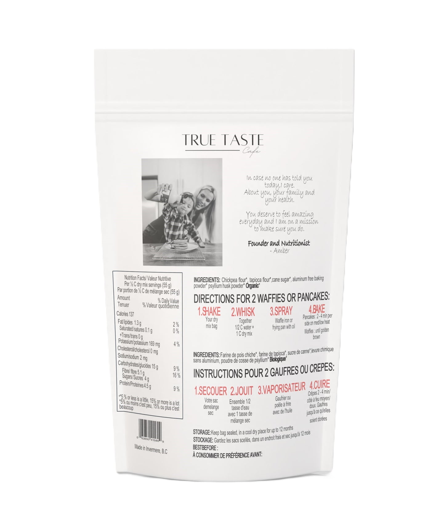 Gluten Free Dairy Free "Buttery" Grain Free - "Just Add Water" Waffle & Pancake Mix - True Taste Cafe