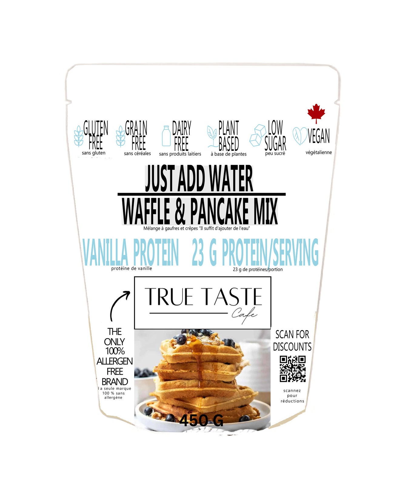 Vanilla Protein "Just Add Water" Waffle & Pancake Mix True Taste Cafe